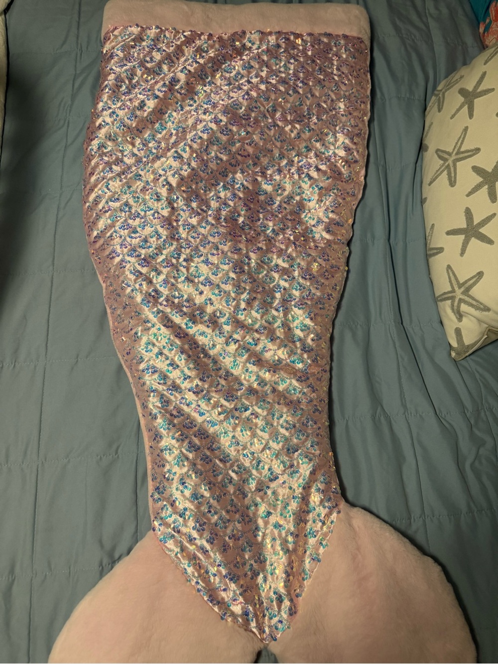 Cynthia Rowley Pink Sequin Mermaid Tail Throw